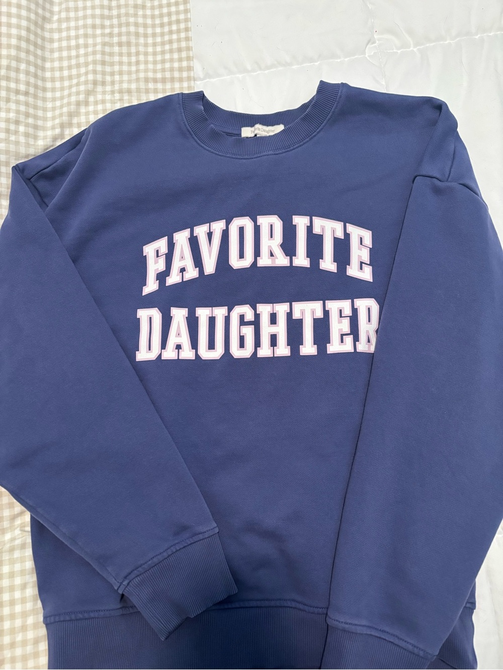 Favorite Daughter Sweatshirt in Navy with White-Pink Lettering